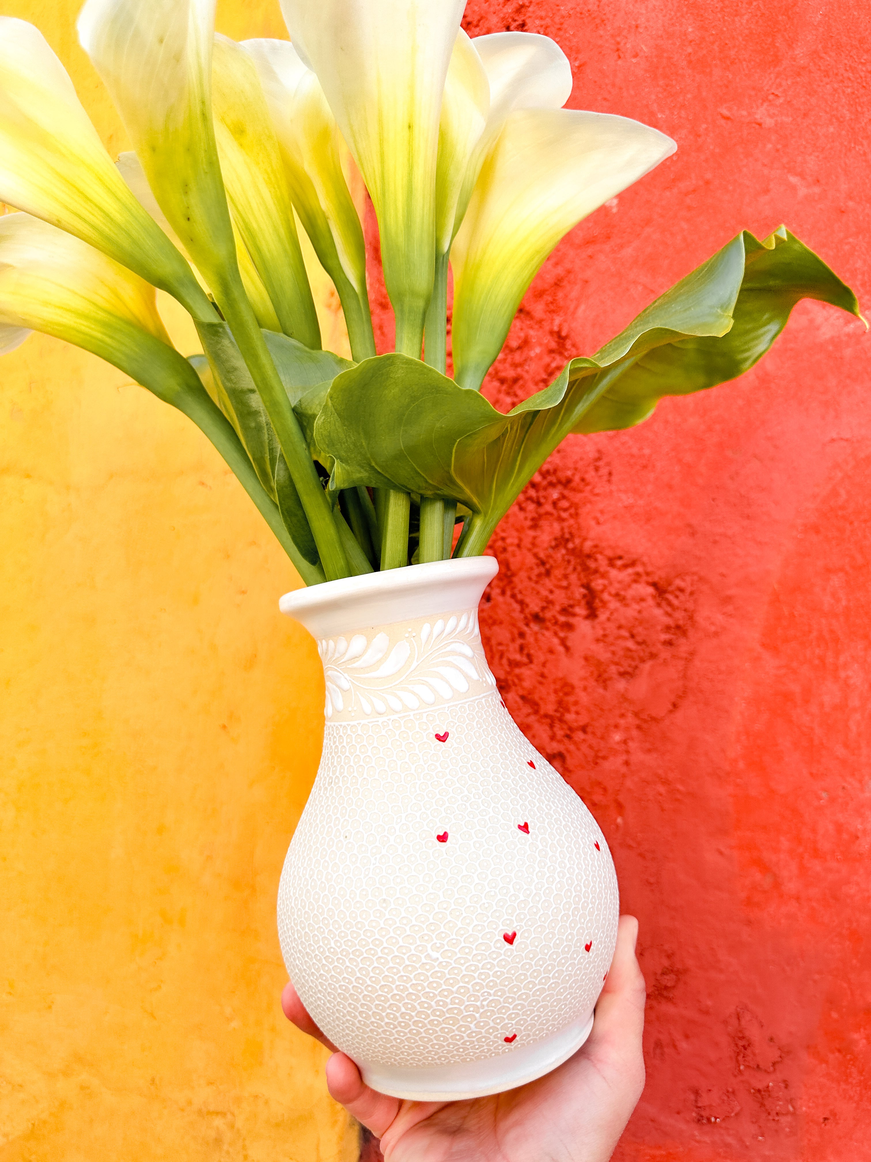 PRE-ORDER Andrea Flower Vase (Half Hearts - Half White) (SHIPS IN APPROX. 6-12 WEEKS)