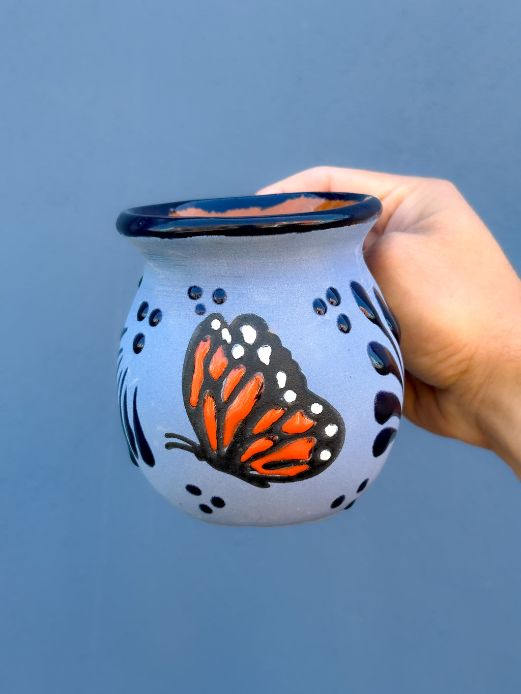 PRE-ORDER Blue Butterfly Monarch Jarrito Mug (SHIPS IN APPROX. 6-12 WEEKS)