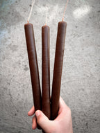 Juego de 3 velas cónicas de cera de abejas