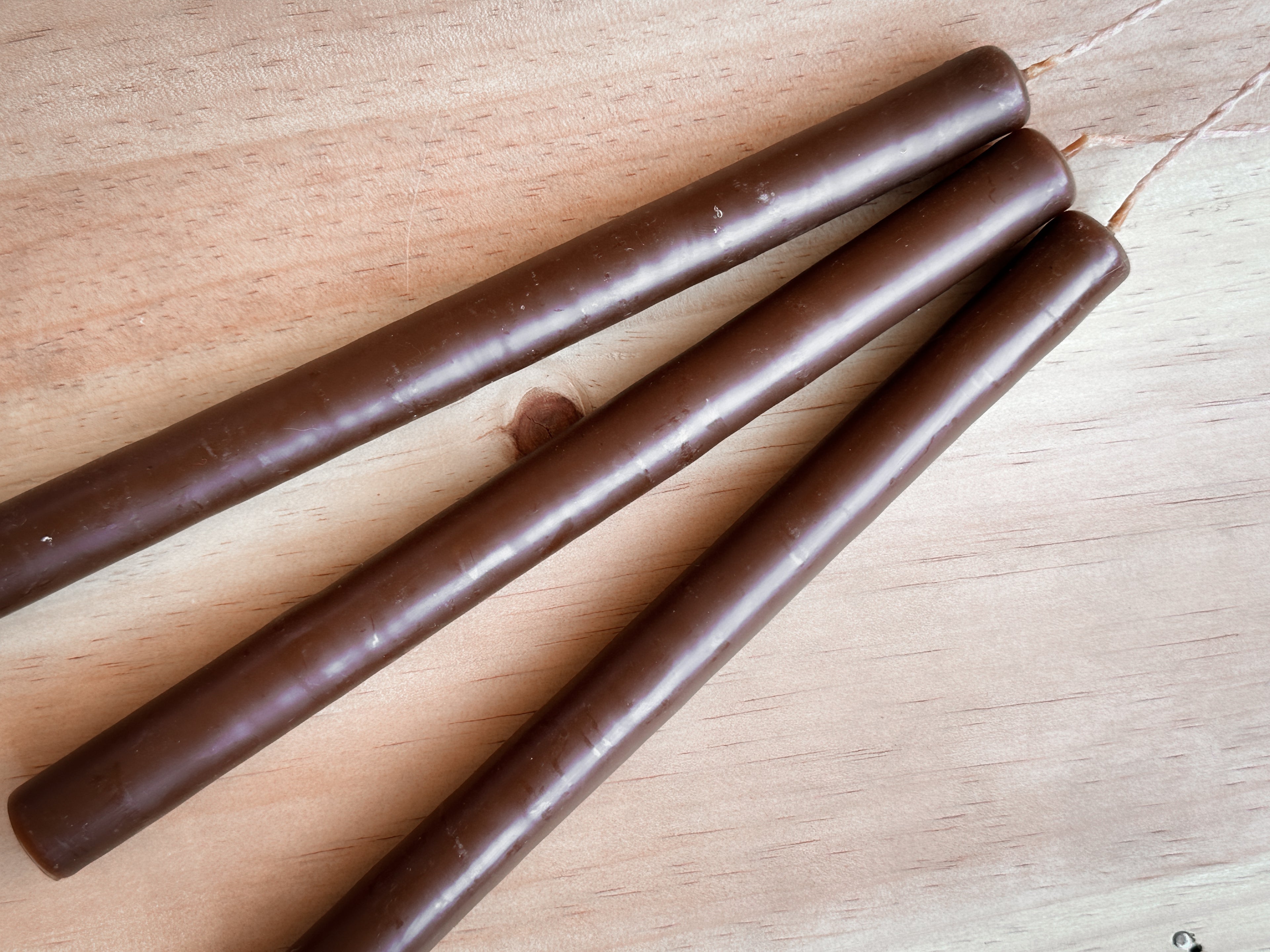 Set of 3 Beeswax Taper Candles