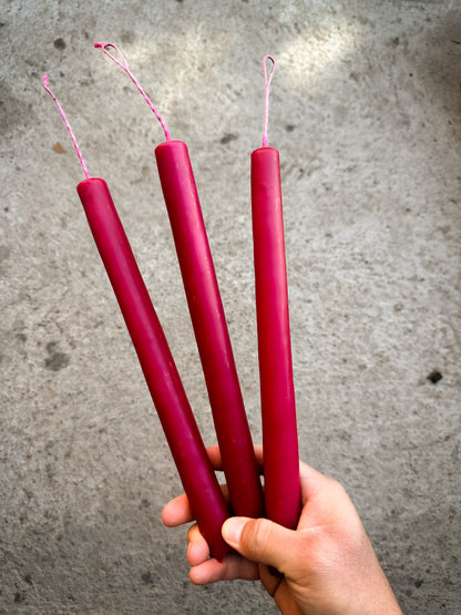 Set of 3 Beeswax Taper Candles