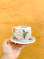 Juego de plato y taza de colibríes (RESERVA) (ENVÍO EN APROX. 6-12 SEMANAS)