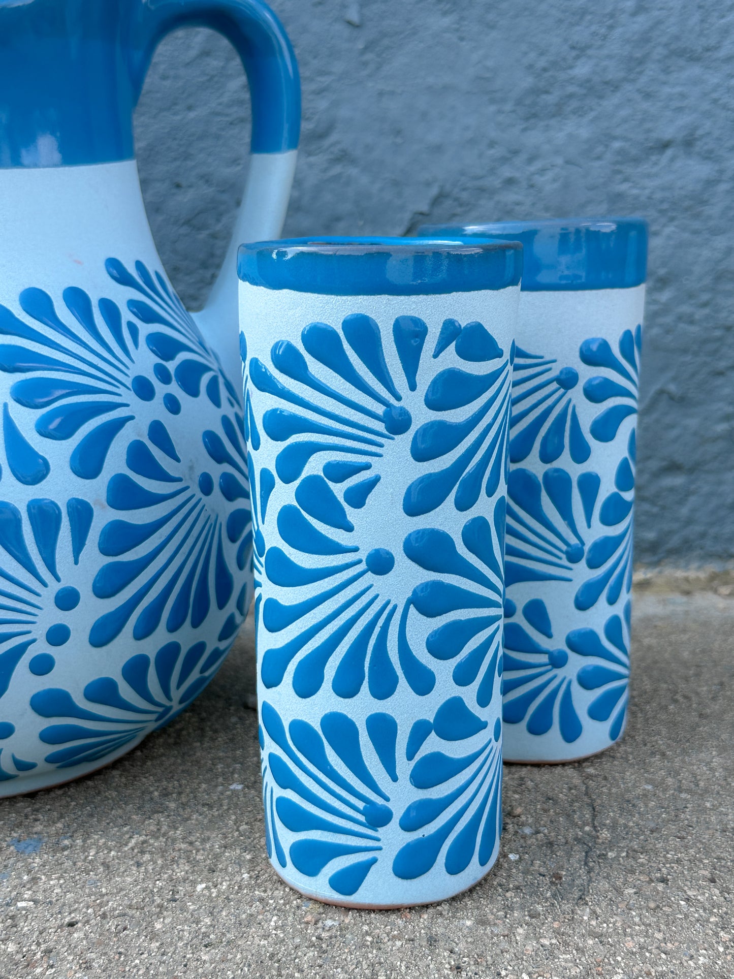 PRE-ORDEN Conjunto Azul de Frasco con 2 Vasos (ENVÍO EN APROX. 14 SEMANAS)
