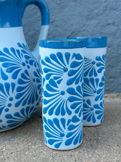PRE-ORDEN Conjunto Azul de Frasco con 2 Vasos (ENVÍO EN APROX. 14 SEMANAS)
