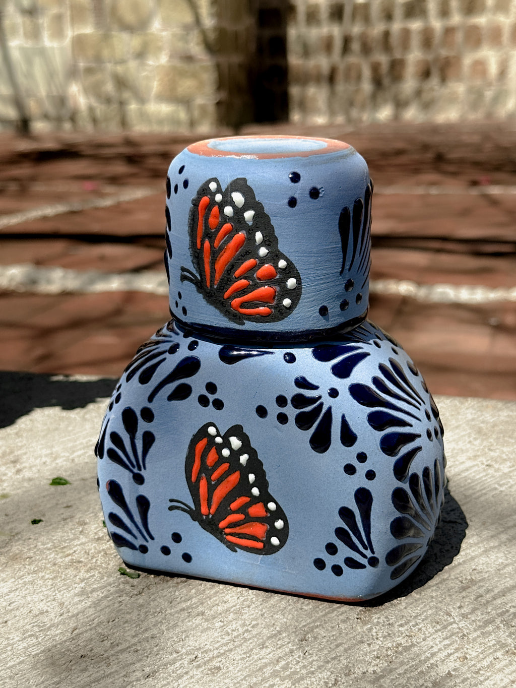 PRE-ORDER Blue Butterfly Monarch Tequilero Decanter (SHIPS IN APPROX. 6-12 WEEKS)