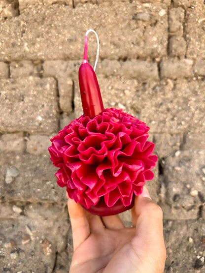 Vela floral de cera de abejas de Teotitlán
