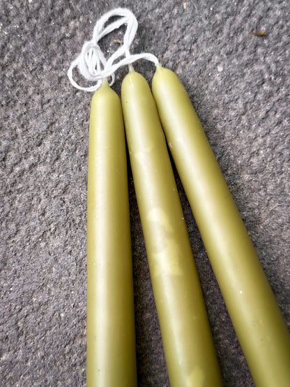 Juego de 3 velas cónicas de cera de abejas