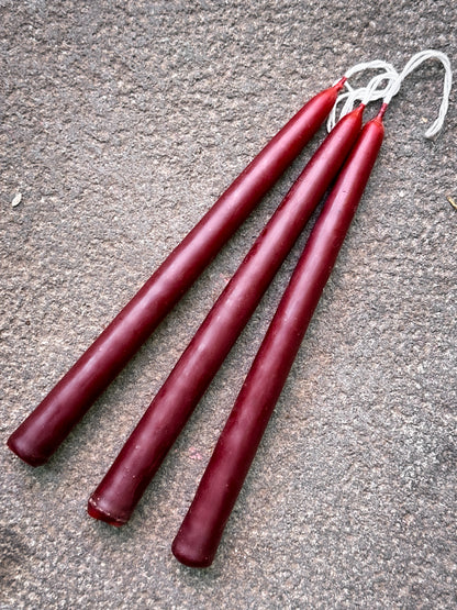 Set of 3 Beeswax Taper Candles