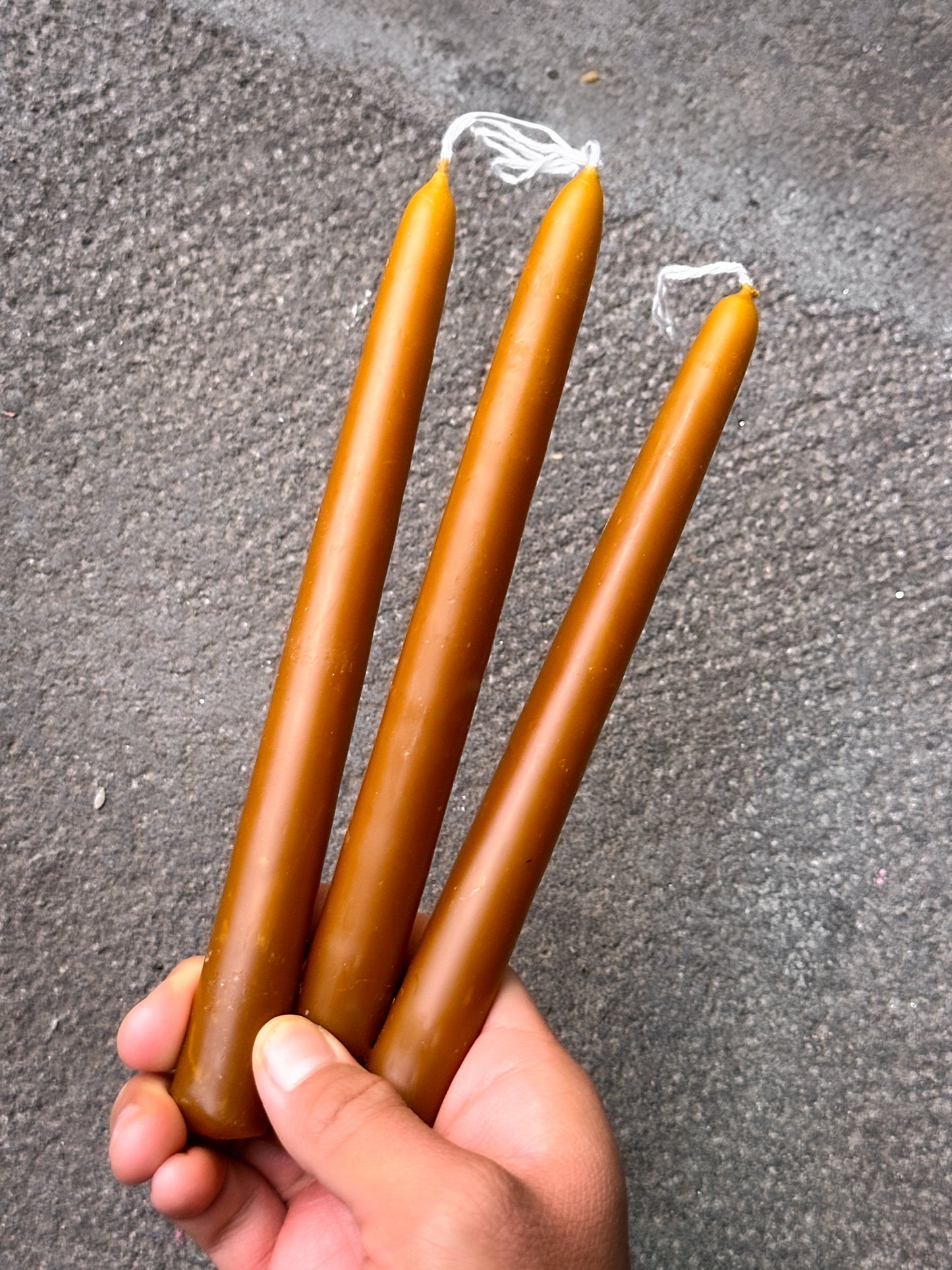 Set of 3 Beeswax Taper Candles