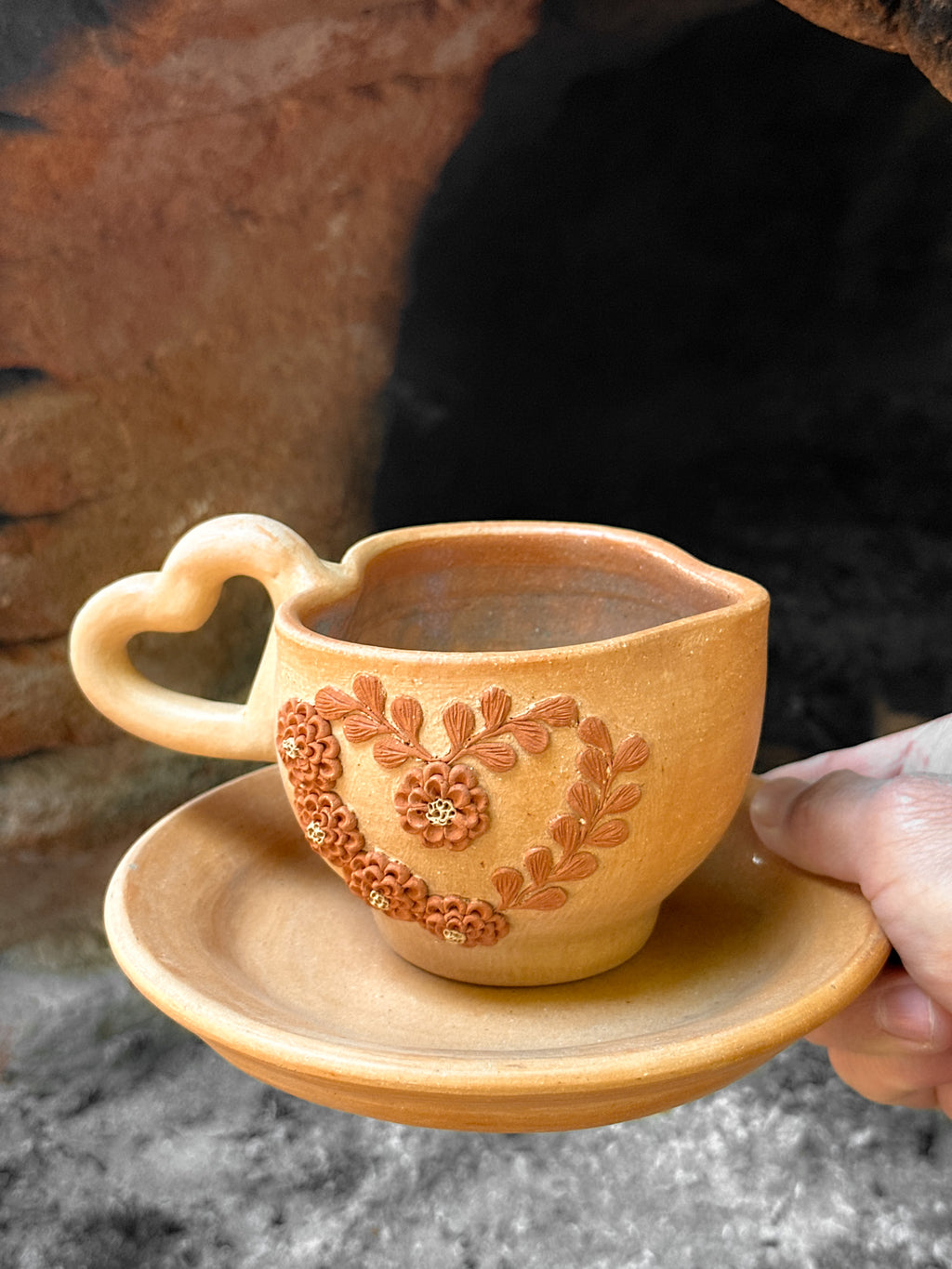 Taza de Atzompa con plato