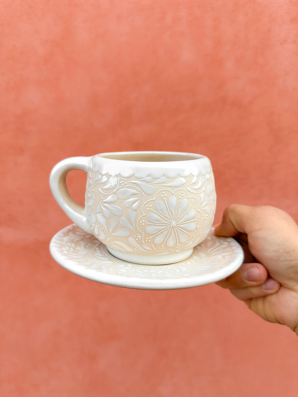 PRE-ORDER Set of 4 White Mug And Plate (SHIPS IN APPROX. 6-12 WEEKS)