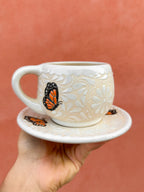 PRE-ORDER Set of 4 Monarca Butterflies Mug And Plate (SHIPS IN APPROX. 6-12 WEEKS)