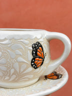 PRE-ORDER Set of 4 Monarca Butterflies Mug And Plate (SHIPS IN APPROX. 6-12 WEEKS)