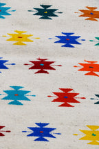 Alfombra de lana oaxaqueña geométrica colorida