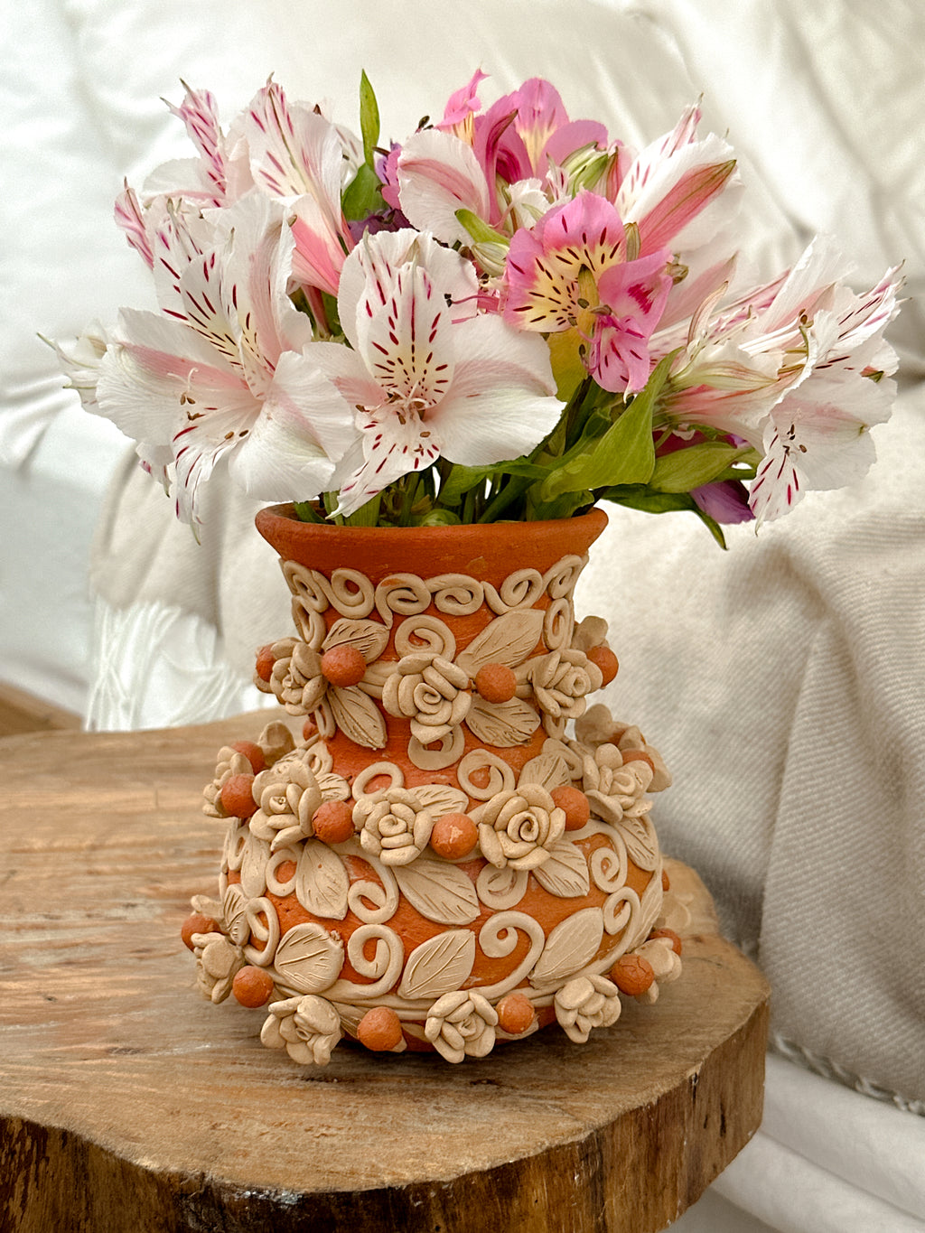 Jarrón decorativo de flores Atzompa