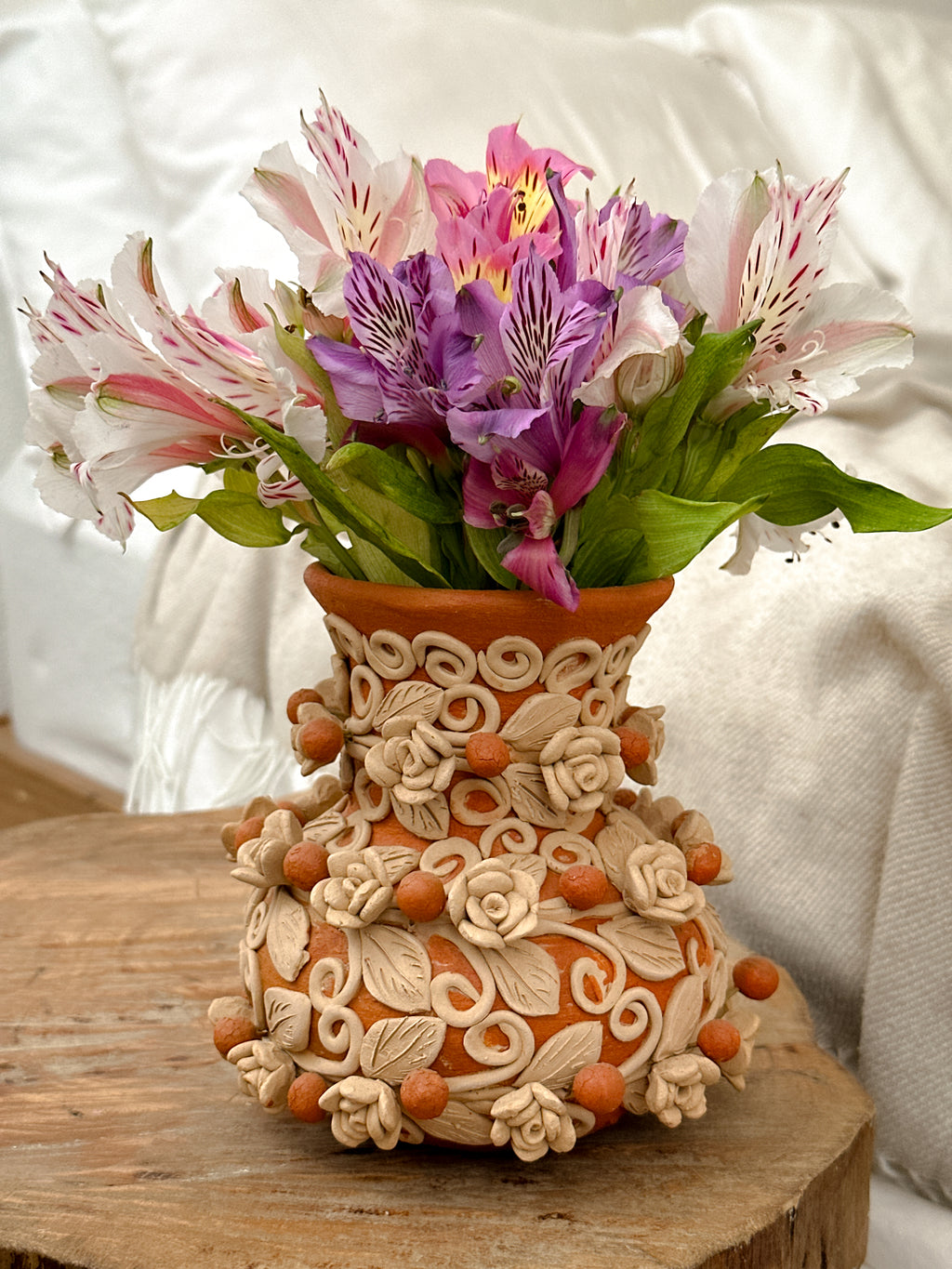 Jarrón decorativo de flores Atzompa