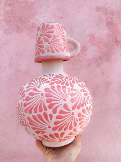 PRE-ORDEN Tarro redondo rosa con taza (ENVÍO EN APROX. 14 SEMANAS)