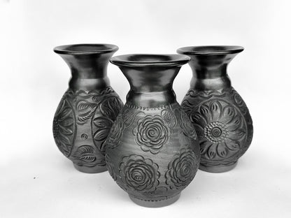 Black Clay Dried Flower Vase