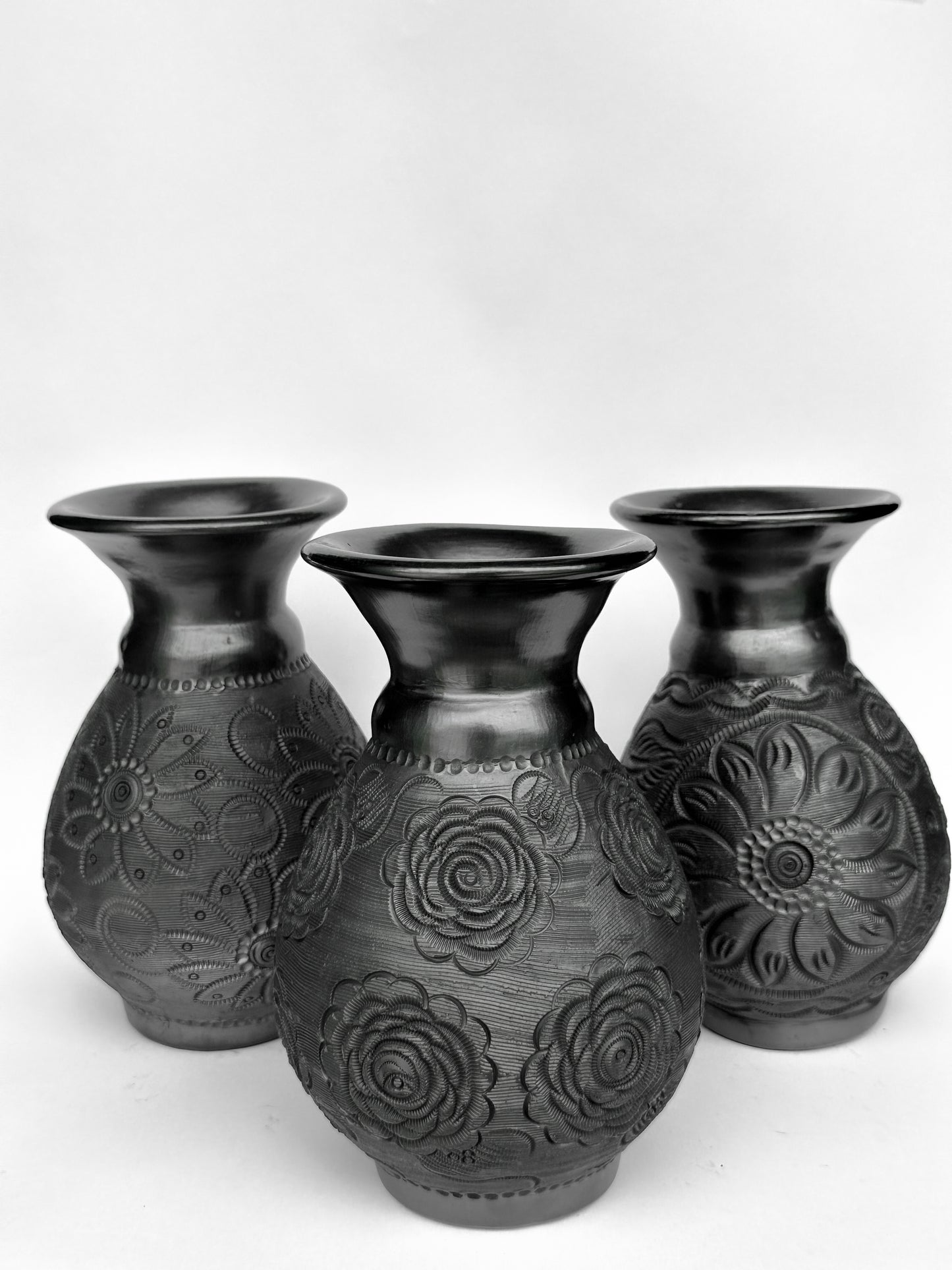 Black Clay Dried Flower Vase