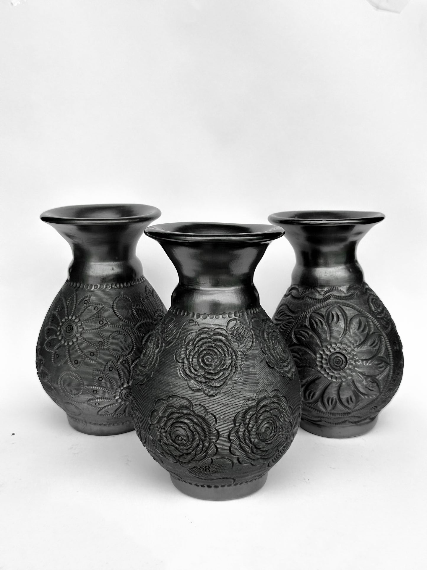 Black Clay Dried Flower Vase