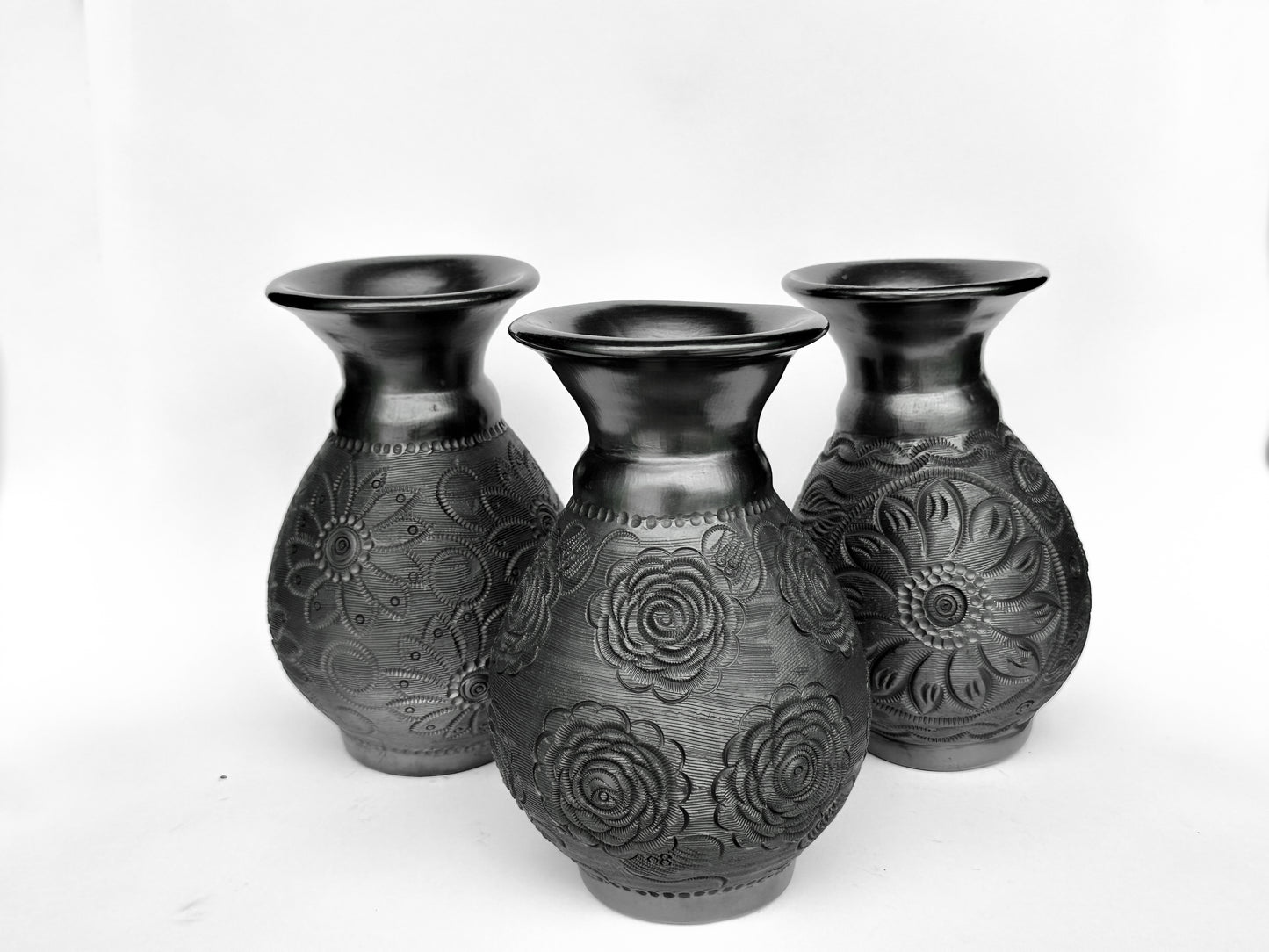 Black Clay Dried Flower Vase