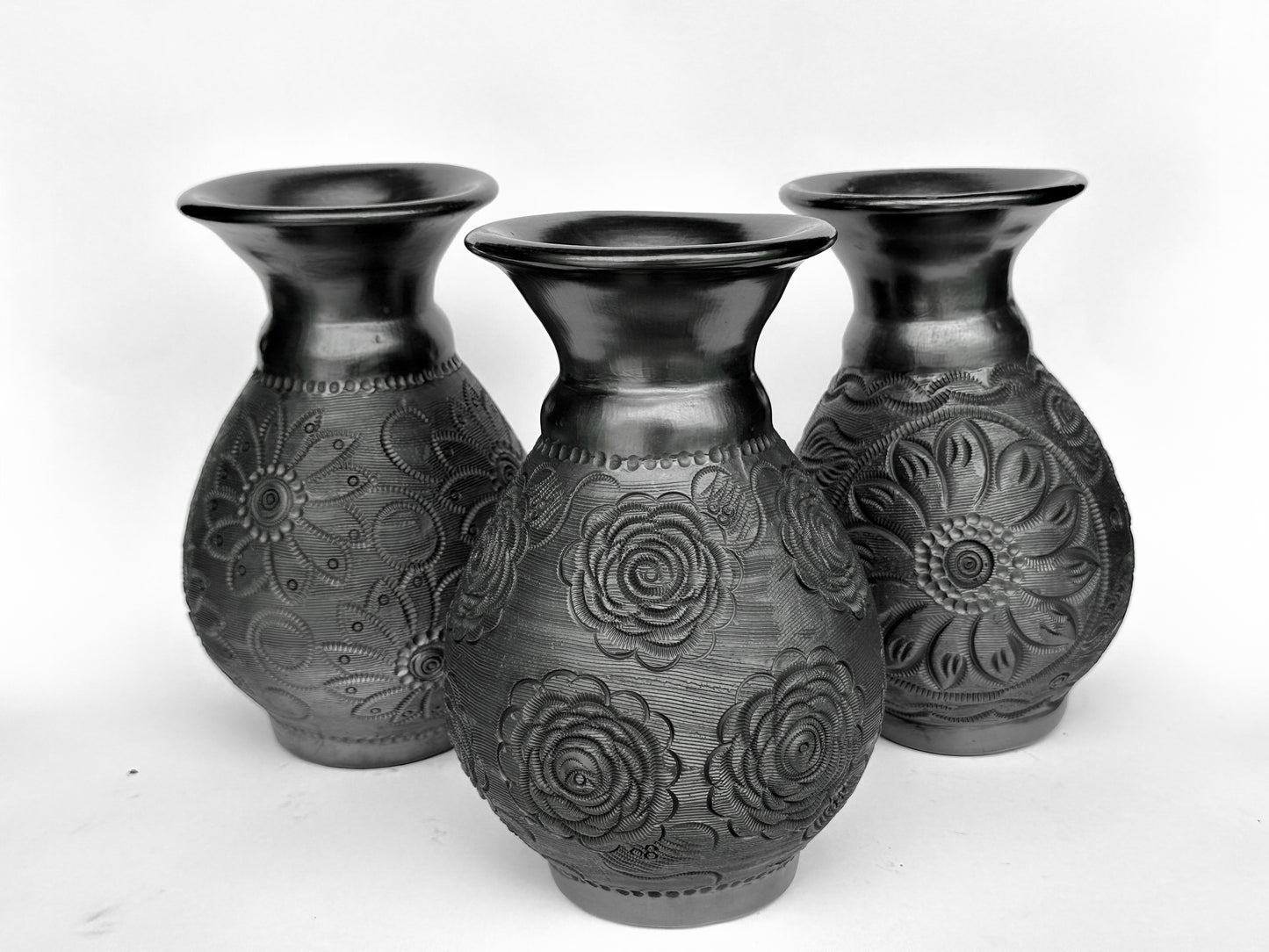 Black Clay Dried Flower Vase