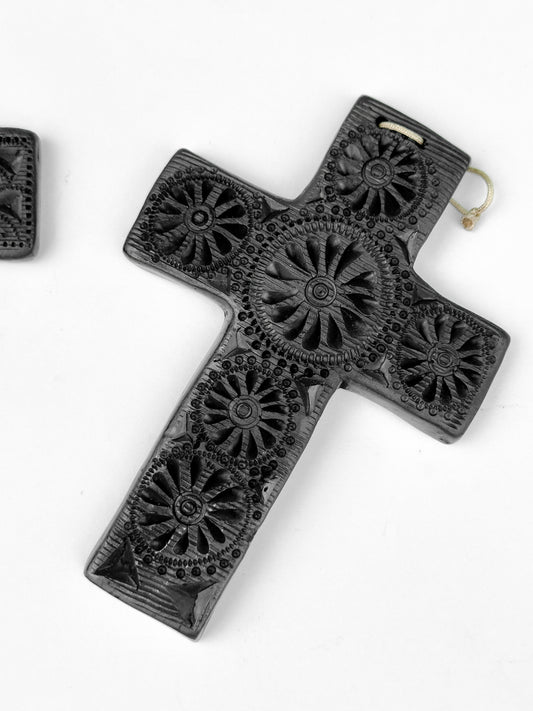 Black Clay Wall Decor Cross