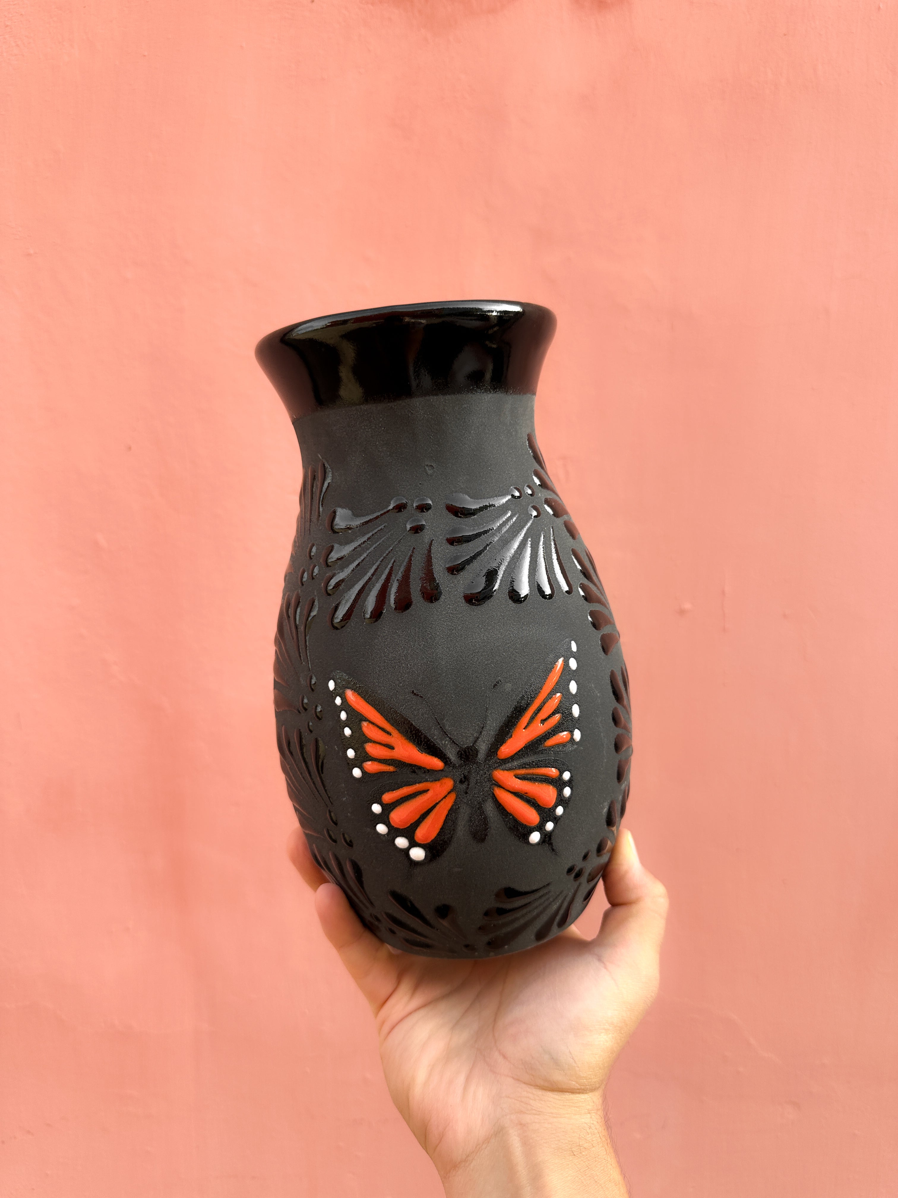 PRE-ORDER Black Butterfly Monarch Flower Vase (SHIPS IN APPROX. 6-12 WEEKS)