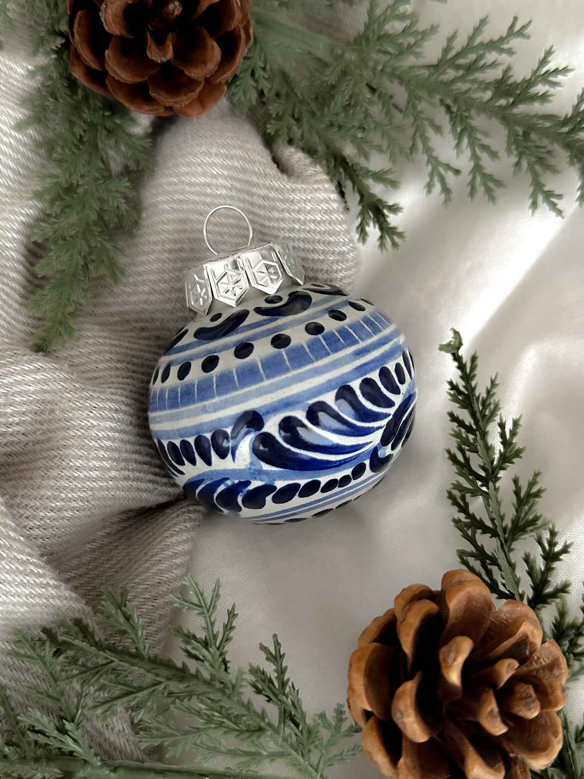 PRE-ORDER "Talavera" Blue Christmas Ornament (SHIPS IN APPROX. 6-12 WEEKS)