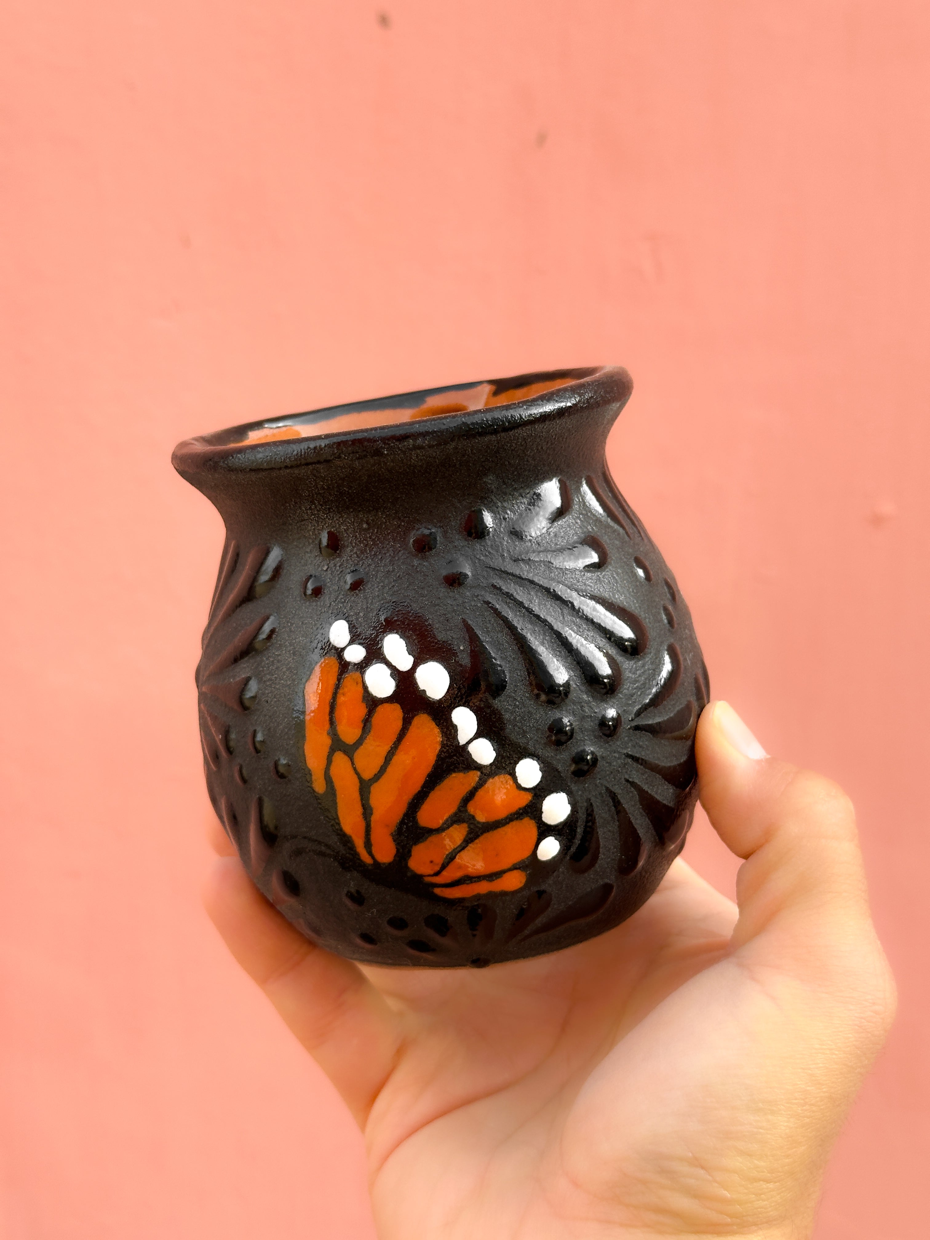 PRE-ORDER Black Butterfly Monarch Jarrito Mug (SHIPS IN APPROX. 6-12 WEEKS)