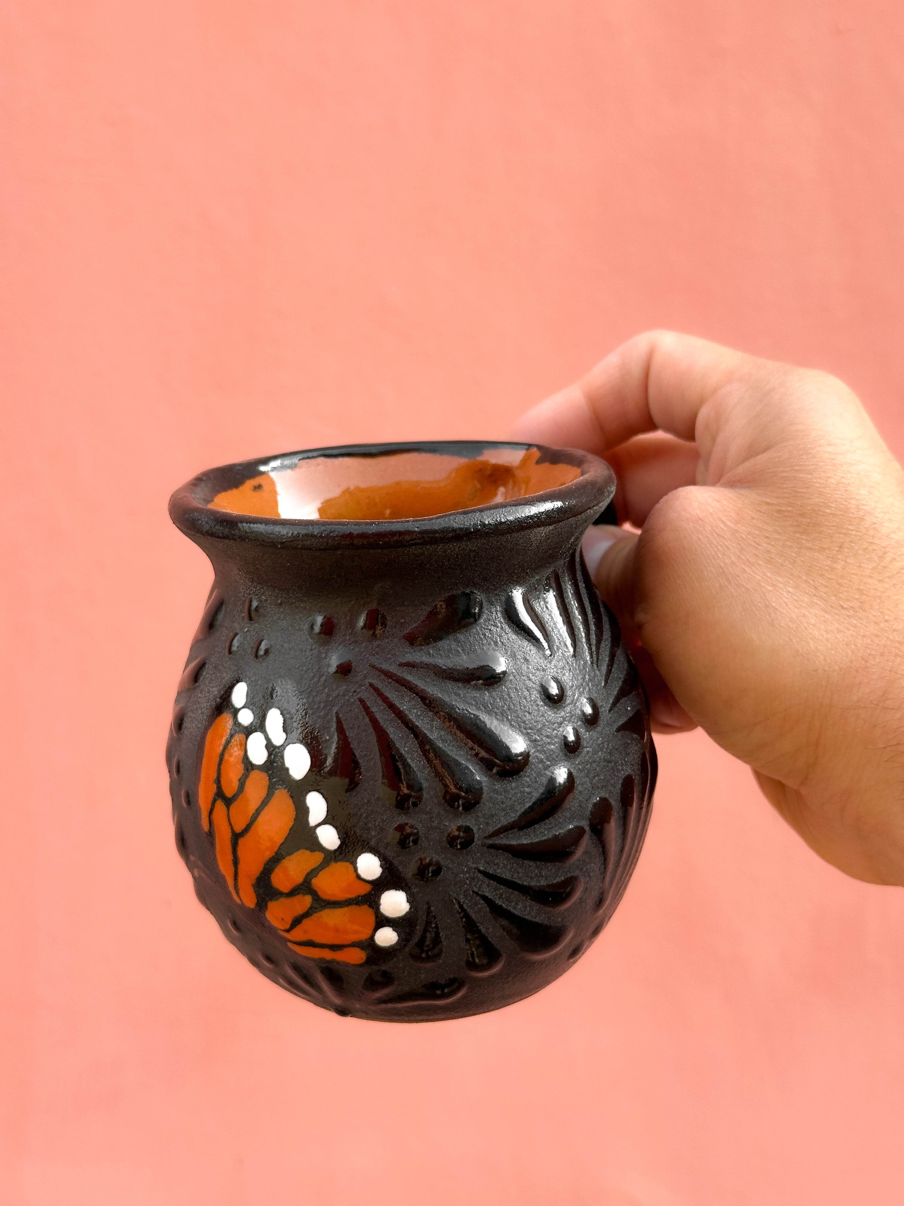 PRE-ORDER Black Butterfly Monarch Jarrito Mug (SHIPS IN APPROX. 6-12 WEEKS)