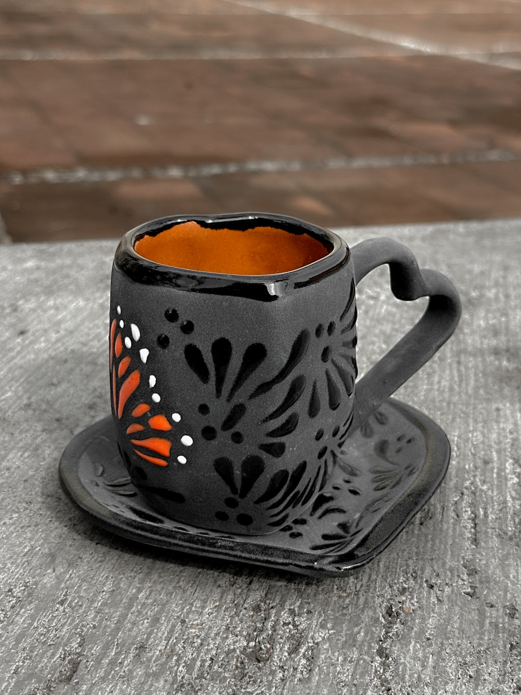 PRE-ORDER Black Butterfly Monarch Heart Plate and Mug (SHIPS IN APPROX. 6-12 WEEKS)