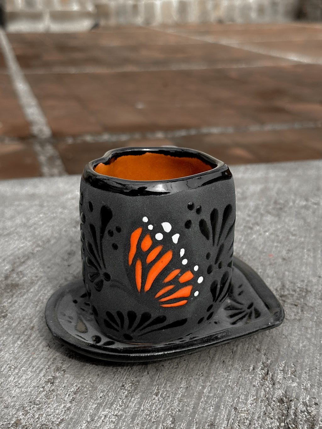 PRE-ORDER Black Butterfly Monarch Heart Plate and Mug (SHIPS IN APPROX. 6-12 WEEKS)