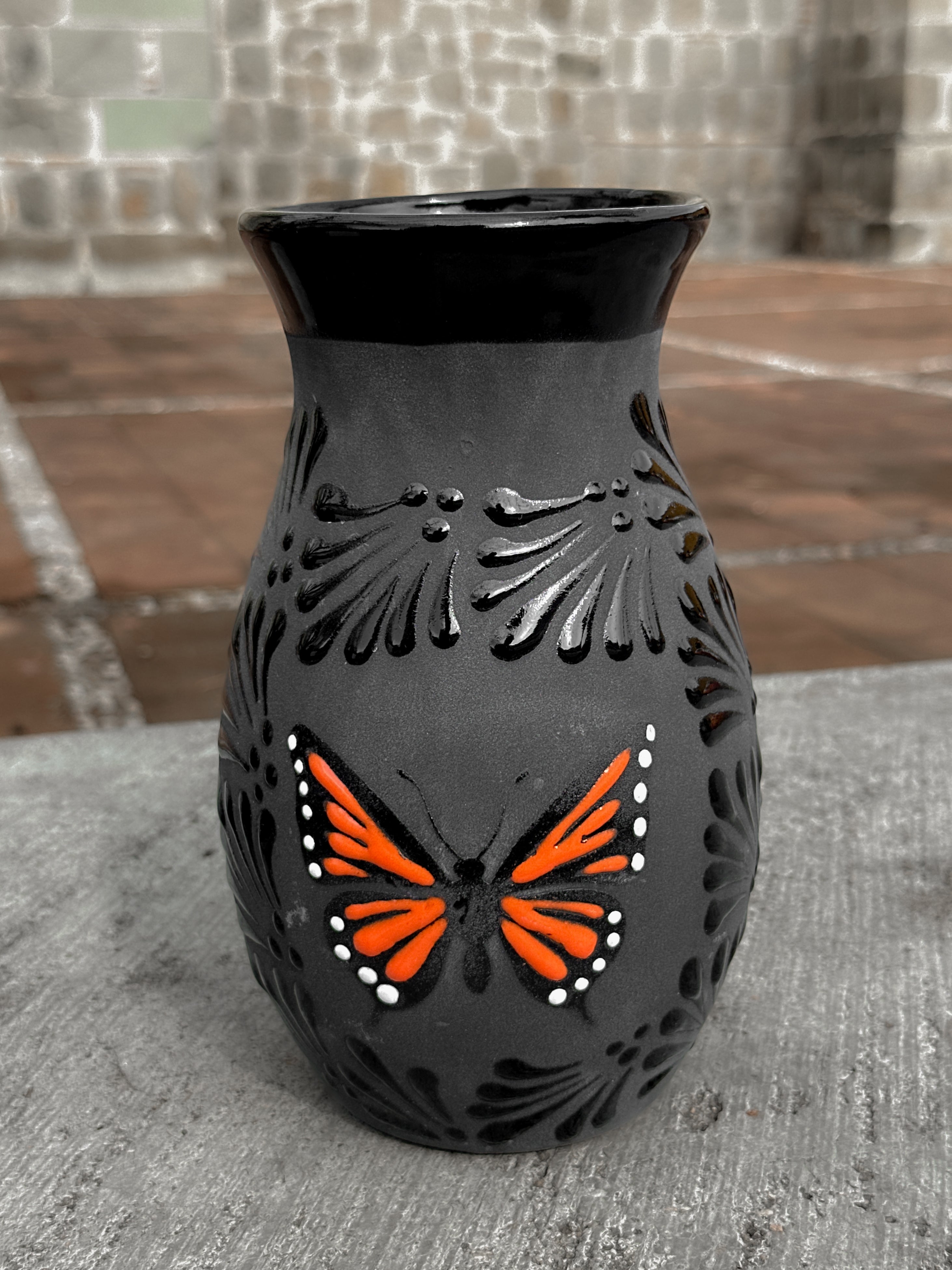 PRE-ORDER Black Butterfly Monarch Flower Vase (SHIPS IN APPROX. 6-12 WEEKS)