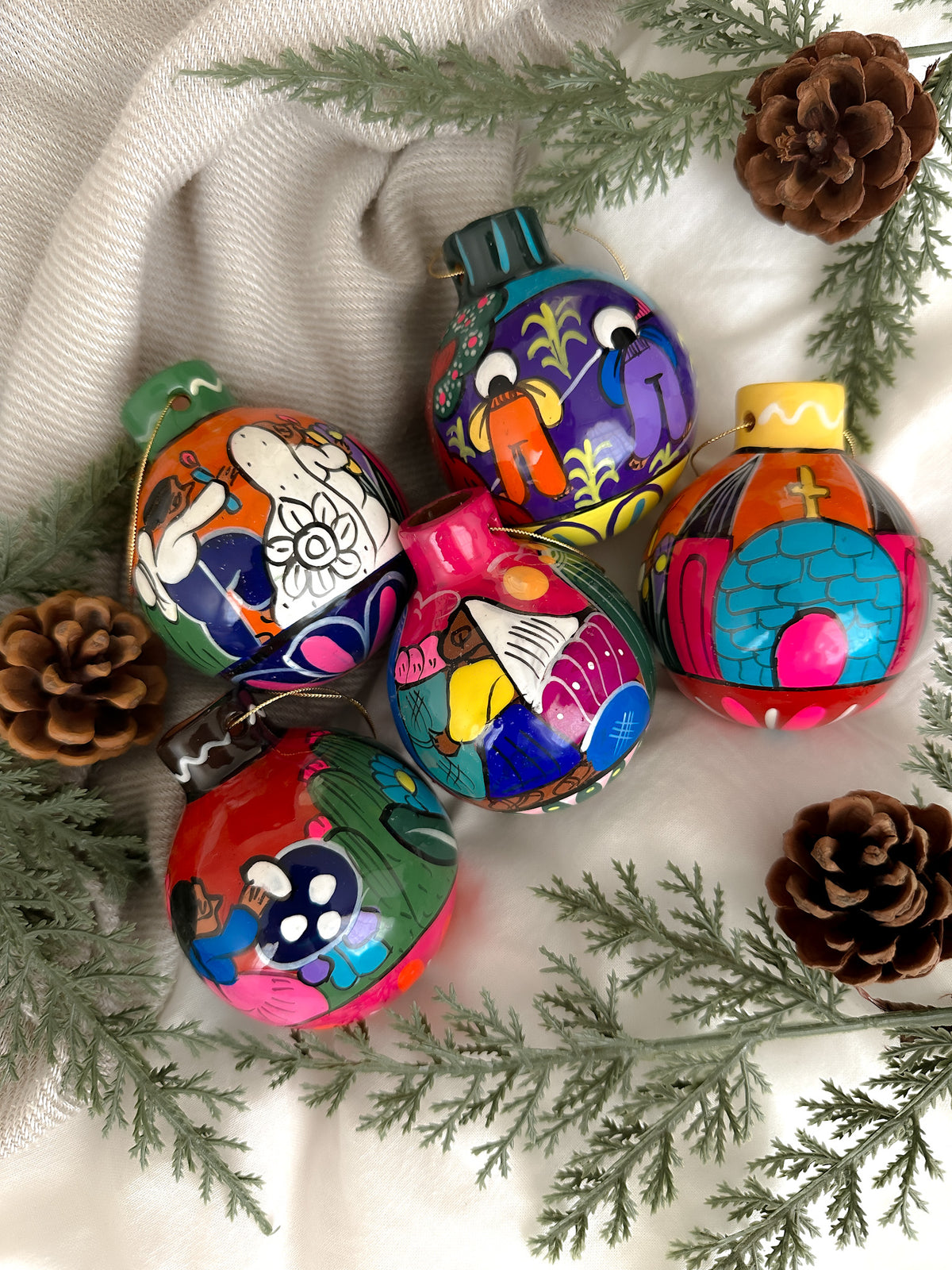 PRE-ORDER "Historias de México" Assorted Round Christmas Ornaments (SHIPS IN APPROX. 6-12 WEEKS)