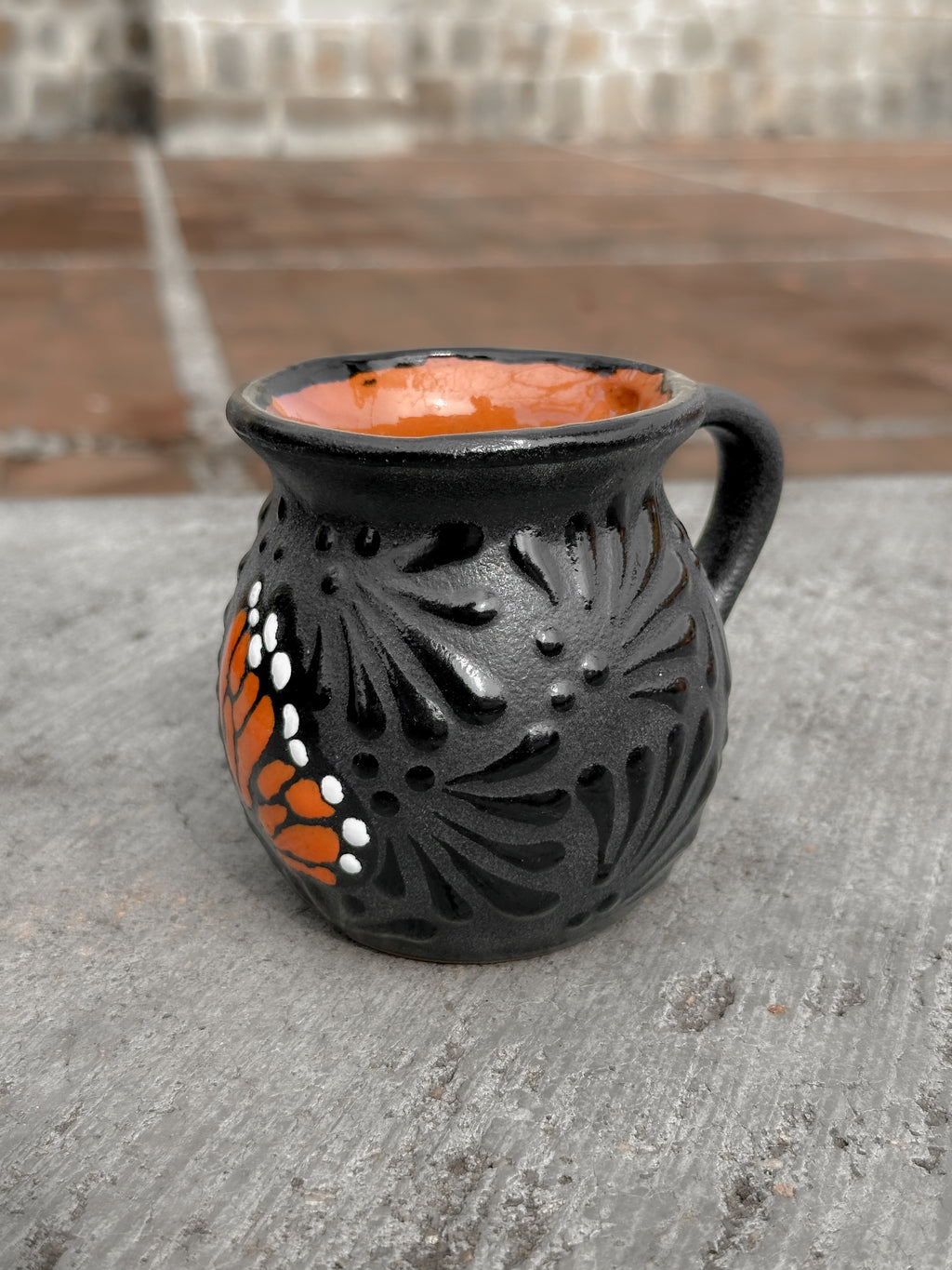 PRE-ORDER Black Butterfly Monarch Jarrito Mug (SHIPS IN APPROX. 6-12 WEEKS)