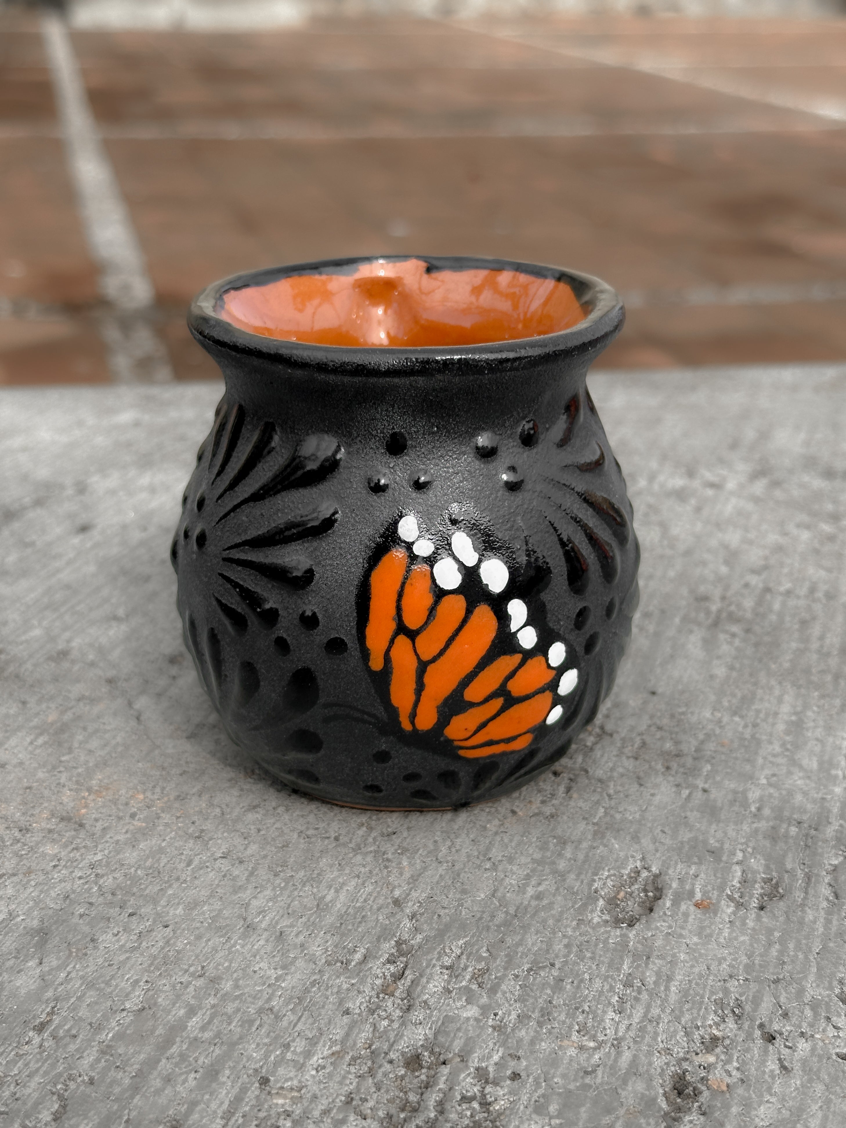 PRE-ORDER Black Butterfly Monarch Jarrito Mug (SHIPS IN APPROX. 6-12 WEEKS)