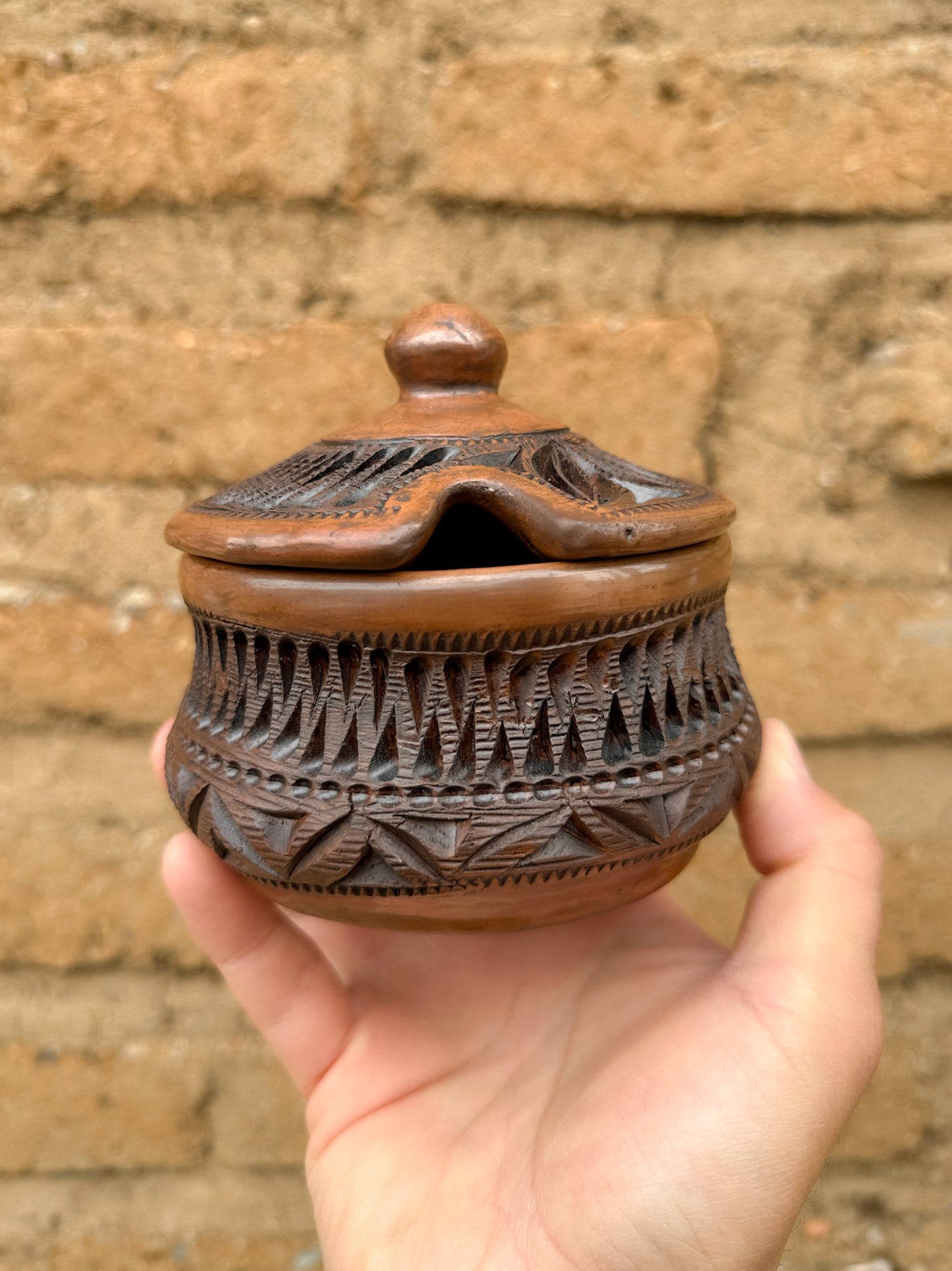 Brown Clay Sugar Bowl