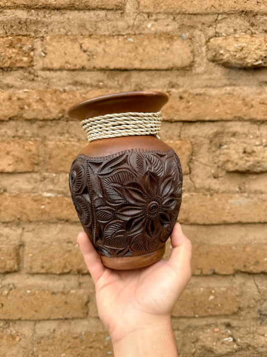 Brown Clay Decorative Flower Vase