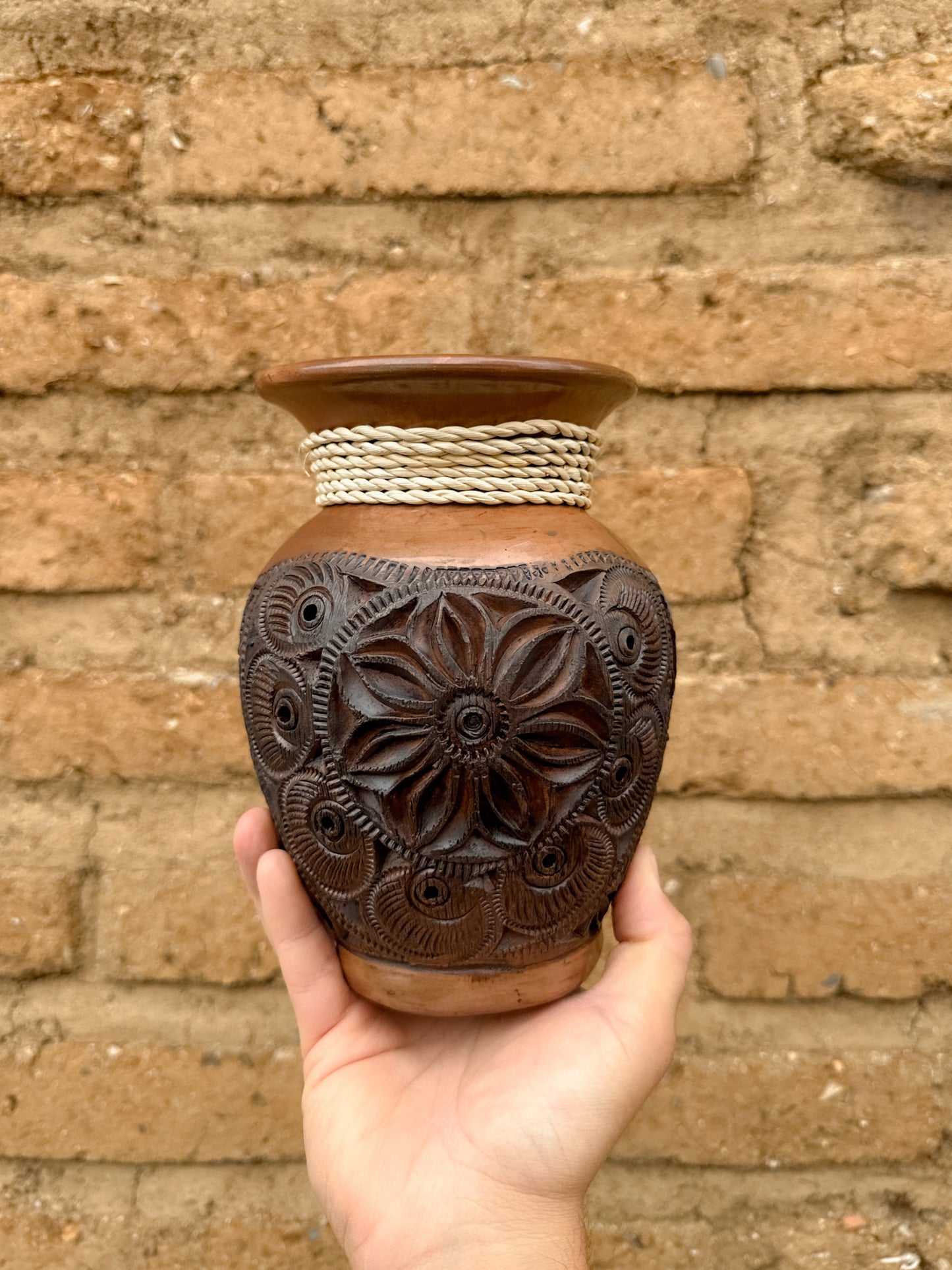 Brown Clay Decorative Flower Vase