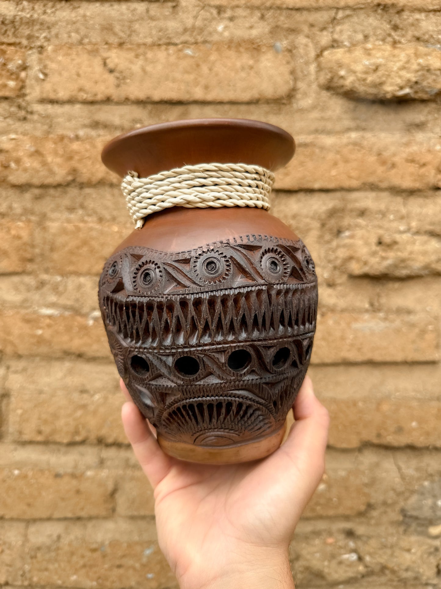 Brown Clay Decorative Flower Vase