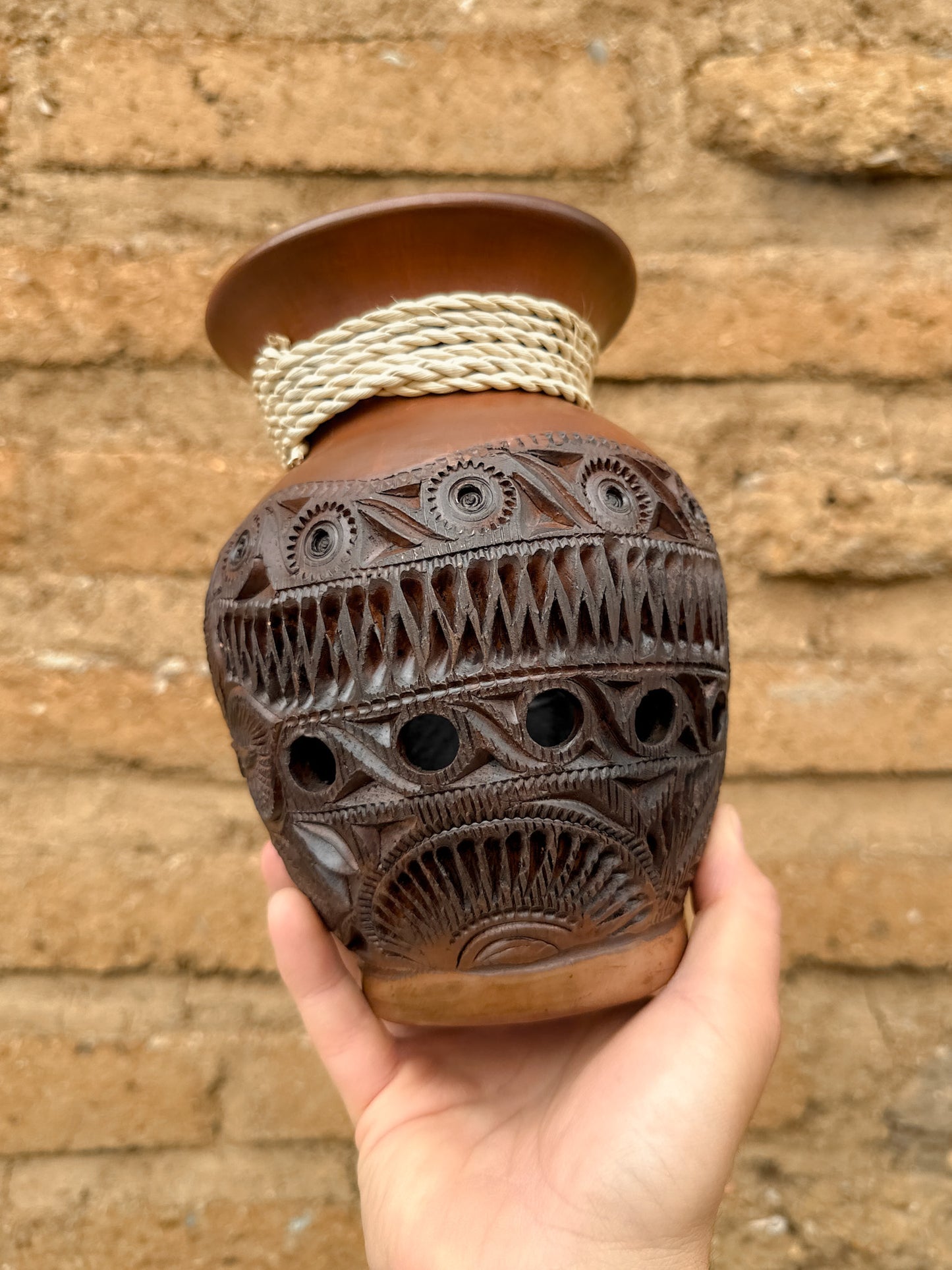 Brown Clay Decorative Flower Vase