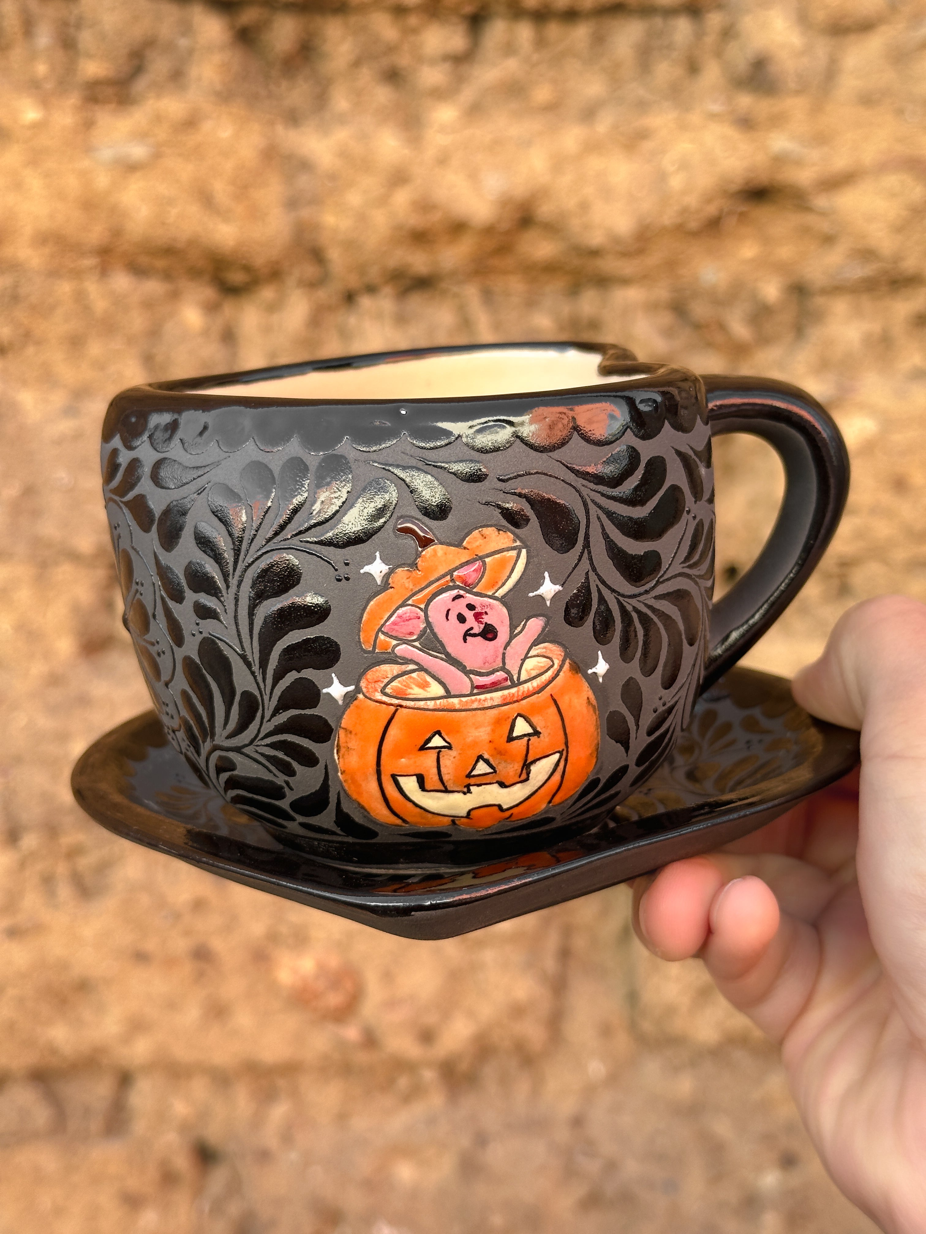 PRE-ORDER Pumpkin Piglet Mug And Plate Set (SHIPS IN APPROX. 6-12 WEEKS)