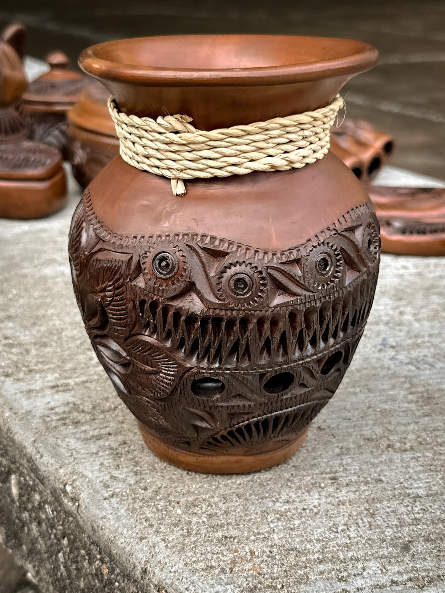 Brown Clay Decorative Flower Vase
