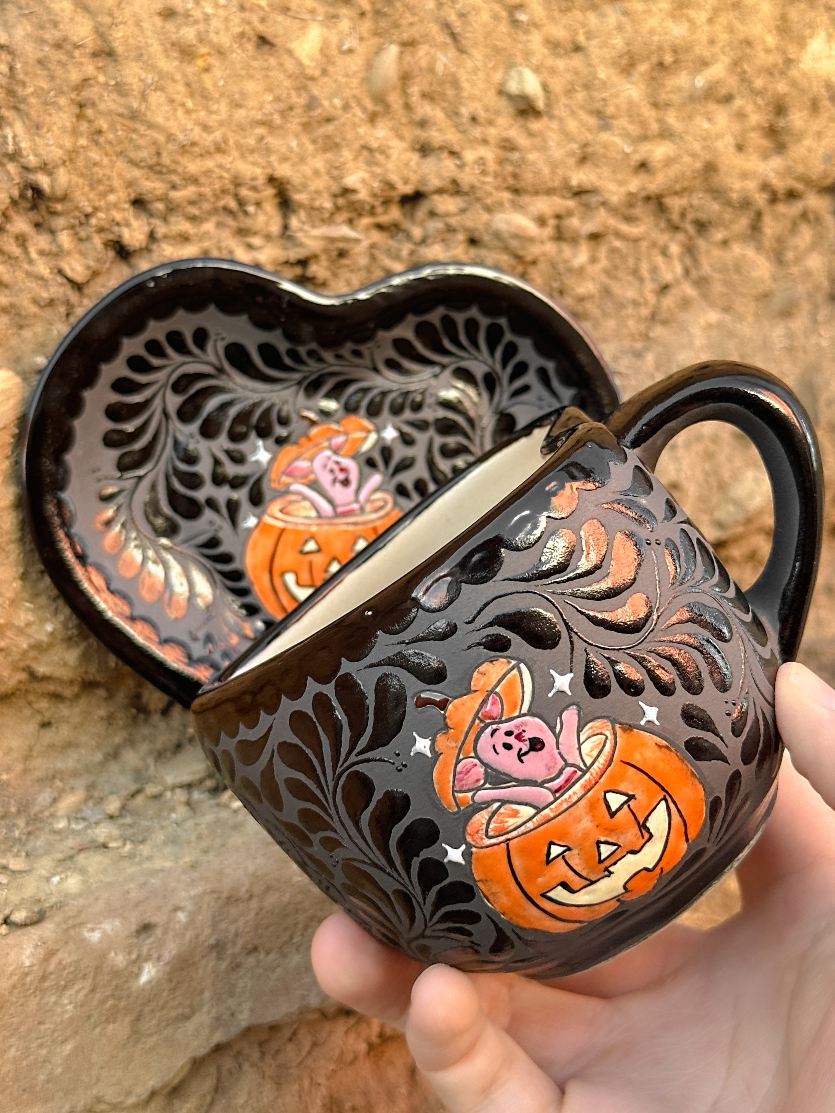 PRE-ORDER Pumpkin Piglet Mug And Plate Set (SHIPS IN APPROX. 6-12 WEEKS)