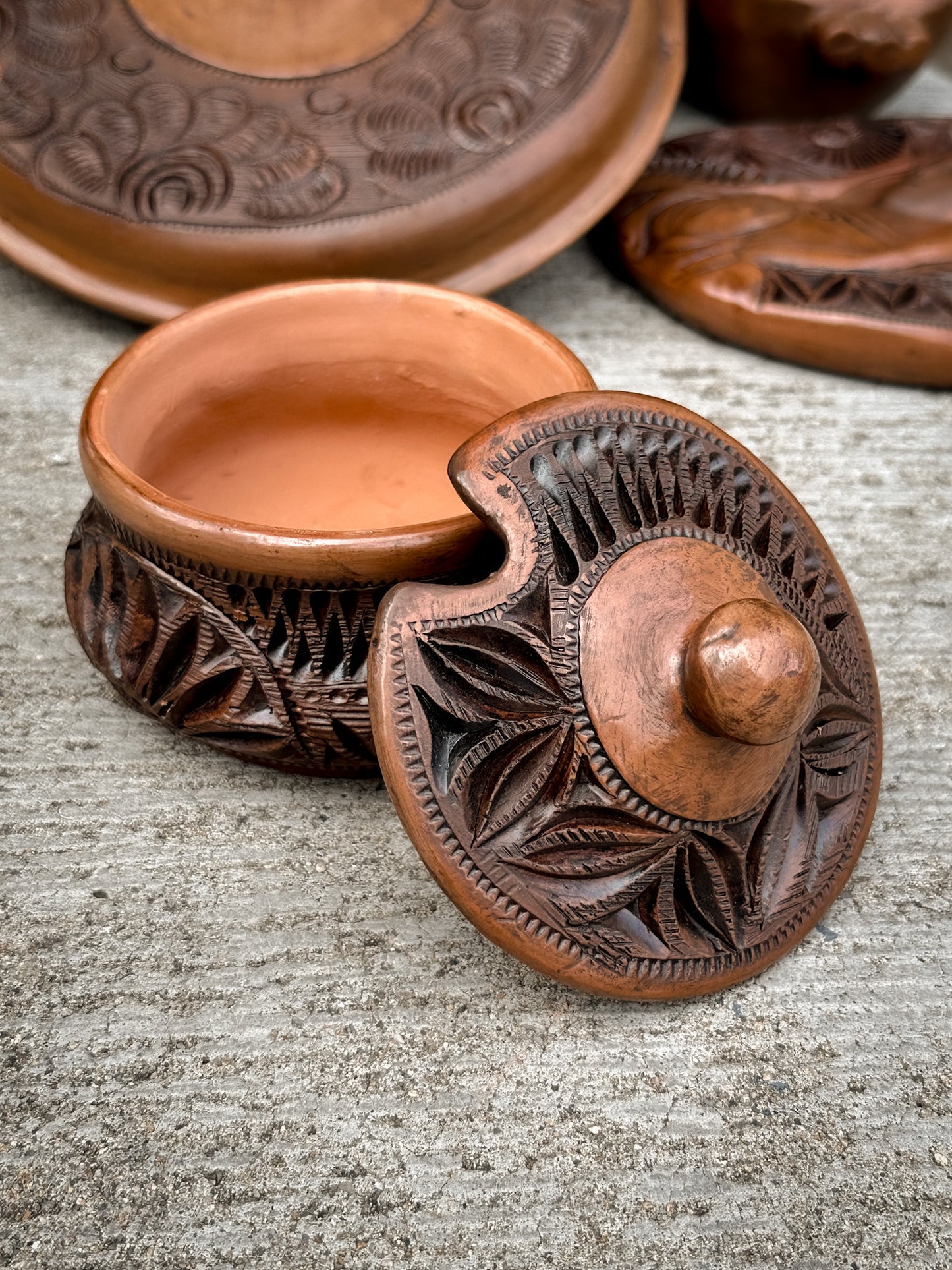 Brown Clay Sugar Bowl
