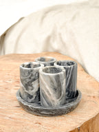 Black and White Marble Tequilero Set