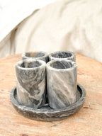 Black and White Marble Tequilero Set
