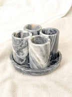 Black and White Marble Tequilero Set