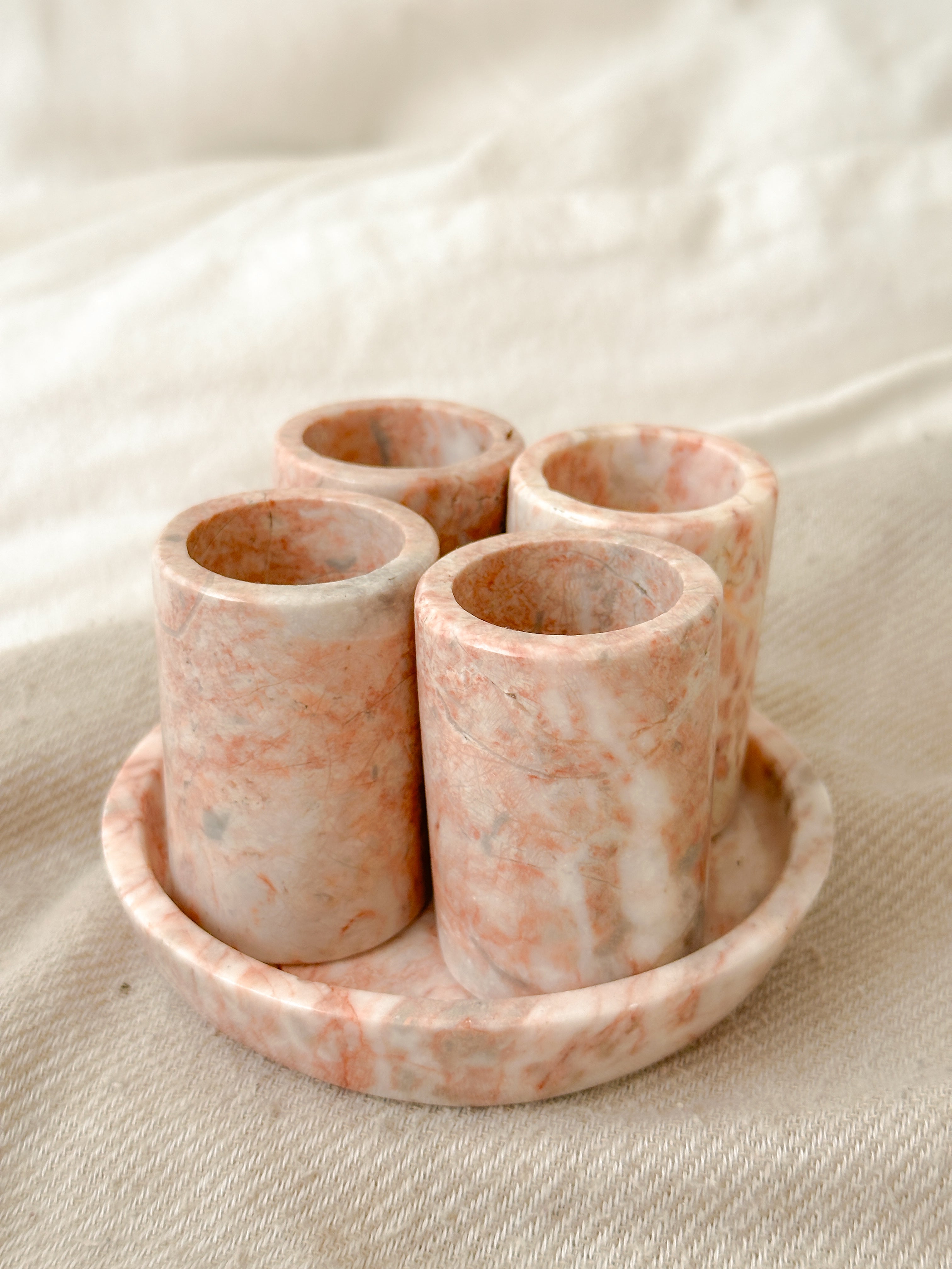 Pink Marble Tequilero Set